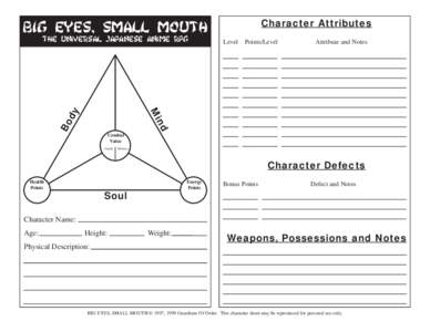 Character Attributes  BIG EYES, SMALL MOUTH Level Points/Level