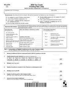 2000 Tax Credit Creating New Jobs NC-478A Web 12-00