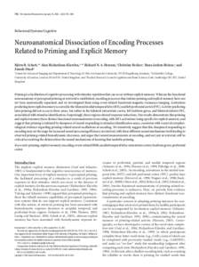 792 • The Journal of Neuroscience, January 18, 2006 • 26(3):792– 800  Behavioral/Systems/Cognitive Neuroanatomical Dissociation of Encoding Processes Related to Priming and Explicit Memory