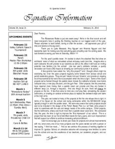St. Ignatius School  Ignatian Information Volume 20, Issue 21  February 21, 2014
