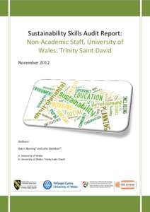 Sustainability Skills Audit Report: Non-Academic Staff, University of Wales: Trinity Saint David NovemberCopyright 2012, tagxedo.com