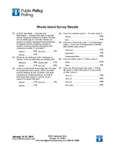 Rhode Island Survey Results Q1 In 2012, two states -- Colorado and Washington -- changed their laws to regulate and tax marijuana similarly to alcohol, for legal