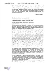 105 STAT[removed]PROCLAMATION 6369—NOV. 5, 1991 Indian Heritage Month. I urge all Americans, as well as their elected representatives at the Federal, State, and local levels, to observe this