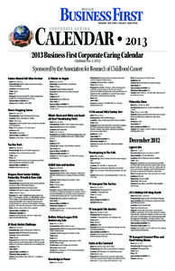 Calendar • 2013 C O R P O R AT E C A R I N G 2013 Business First(Updated Corporate Caring