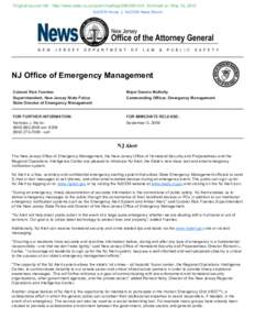 New Jersey Office of Emergency Management - News Release