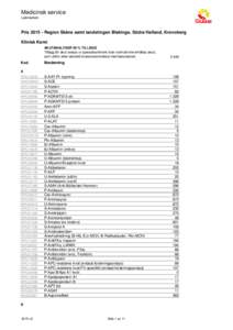 Medicinsk service Labmedicin PrisRegion Skåne samt landstingen Blekinge, Södra Halland, Kronoberg Klinisk Kemi AKUTANALYSER 50 % TILLÄGG