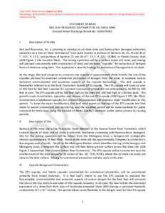 Draft Public Notice Version August 13, 2013 The findings, determinations, and assertions contained in this document are not final and subject to change following the public comment period. STATEMENT OF BASIS RED LEAF RES