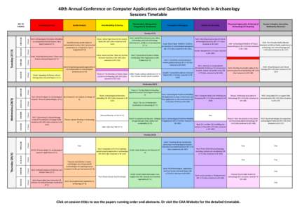 40th Annual Conference on Computer Applications and Quantitative Methods in Archaeology Sessions Timetable KEY TO THEMES:  Simulating the Past