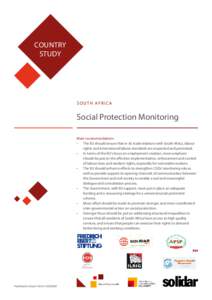 COUNTRY STUDY SOUTH AFRICA  Social Protection Monitoring