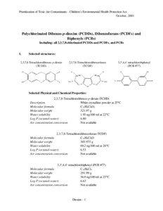 Prioritization of Toxic Air Contaminants - Children’s Environmental Health Protection Act October, 2001