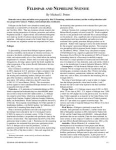 FELDSPAR AND NEPHELINE SYENITE By Michael J. Potter Domestic survey data and tables were prepared by Hoa P. Phamdang, statistical assistant, and the world production table was prepared by Glenn J. Wallace, international 