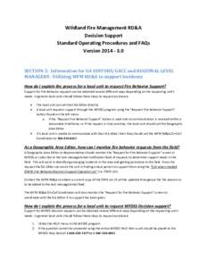 Wildland Fire Management RD&A Decision Support Standard Operating Procedures and FAQs VersionSECTION 2: Information for GA EDITORS/GACC and REGIONAL LEVEL