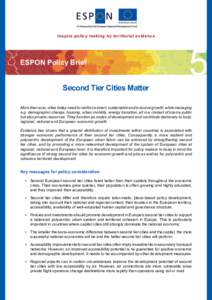 EUROPEAN UNION  Inspire policy making by territorial evidence ESPON Policy Brief