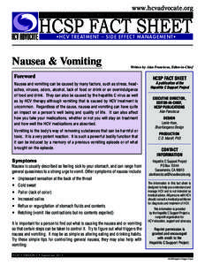 HCV Treatment Side Effect Management: Nausea & Vomiting