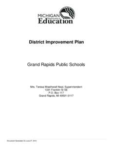 District Improvement Plan  Grand Rapids Public Schools