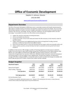 Office of Economic Development Stephen H. Johnson, Directorwww.seattle.gov/EconomicDevelopment  Department Overview