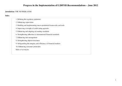 Progress in the Implementation of G20/FSB Recommendations – June 2012