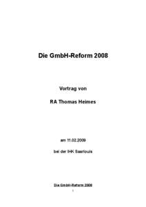 Die GmbH-Reform[removed]Vortrag von