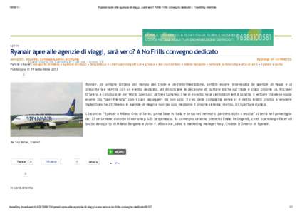 [removed]Ryanair apre alle agenzie di viaggi, sarà vero? A No Frills convegno dedicato | Travelling Interline SET 19