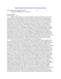 Southern Campaign American Revolution Pension Statements & Rosters Pension Application of Joshua Fry S37947 Transcribed and annotated by C. Leon Harris. VA