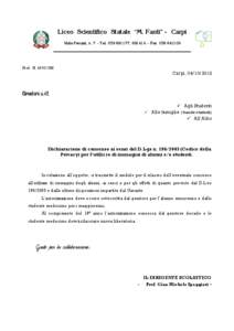 Liceo Scientifico Statale “M. Fanti” - Carpi Viale Peruzzi, n. 7 - Tel[removed], [removed]Fax[removed]Prot. N[removed]3M  Carpi, [removed]
