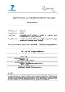 COMPETITIVENESS AND INNOVATION FRAMEWORK PROGRAMME Call FP7-ICTProject Acronym:  Cassandra