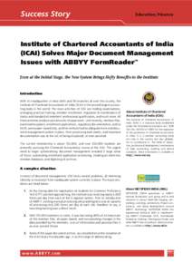 Success Story  Education/Finance Institute of Chartered Accountants of India (ICAI) Solves Major Document Management