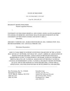 STATE OF WISCONSIN IN SUPREME COURT Case NoAP 135 DISABILITY RIGHTS WISCONSIN, Plaintiff-Appellant-Petitioner,