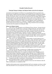 Bonegilla Timeline Research Principal Changes in Refugee and Migrant Intakes and in Site Development Australia favoured migration from Britain. It accepted Displaced Persons generally from Eastern Europe. It preferred to