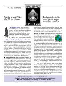 Recycling in the United States / Space Shuttle Atlantis / Recycling / NASA / Space Shuttle / Spaceflight / Manned spacecraft / Space Shuttle program