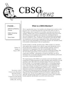 Inside[removed]Annual Meeting Preview CBSG Workshop Updates Donor News