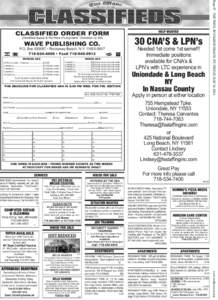 HELP WANTED  (Classifieds Appear In The Wave of Long Island - Circulation 12,[removed]CNA’S & LPN’s