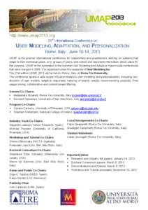 University of Bari / Aldo Moro / Personalization / Adaptive hypermedia / Roma Tre University / Information science / Italy / User model