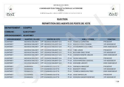 RÉPUBLIQUE DU BÉNINCOMMISSION ÉLECTORALE NATIONALE AUTONOME (CENA) -------