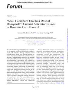 The Gerontologist Advance Access published June 7, 2013  Forum The Gerontologist Cite journal as: The Gerontologist doi:geront/gnt055