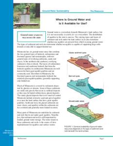 Ground-Water Sustainablity  The Resource Where Is Ground Water and Is It Available for Use?