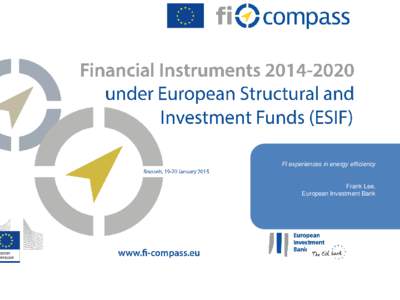 FI experiences in energy efficiency  Frank Lee, European Investment Bank  FI experiences in energy efficiency