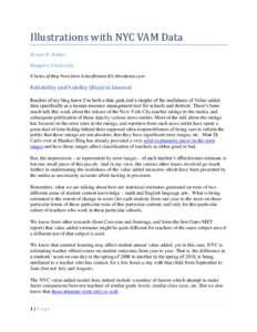 Illustrations with NYC VAM Data Bruce D. Baker Rutgers University A Series of Blog Posts from Schoolfinance101.Wordpress.com  Reliability and Validity (Bias) in General