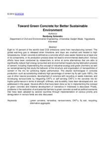 © 2014 SCESCM  Toward Green Concrete for Better Sustainable Environment Author(s) Bambang Suhendro