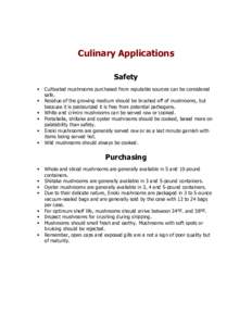 Culinary Applications Safety    