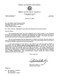 State of South Carolina Office of the State Auditor 1401 MAIN STREET, SUITE 1200 COLUMBIA, S.C[removed]RICHARD H. GILBERT, JR., CPA DEPUTY STATE AUDITOR