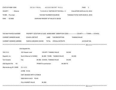 Thurman /  New York / Geography of New York / Taxation in the United States / New York / Money / Finance / Public finance / Tax