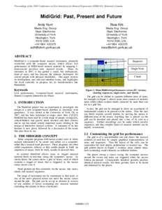 Proceedings of the 2003 Conference on New Interfaces for Musical Expression (NIME-03), Montreal, Canada  MidiGrid: Past, Present and Future Andy Hunt  Ross Kirk