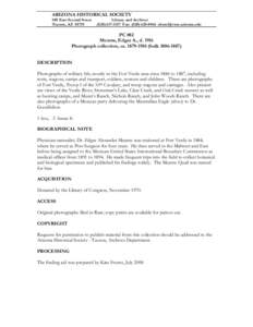 ARIZONA HISTORICAL SOCIETY 949 East Second Street Tucson, AZ[removed]Library and Archives[removed]Fax: ([removed]removed]