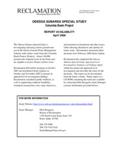 Columbia Basin Project / Odessa /  Texas / Groundwater / Water / Geography of Texas / United States Bureau of Reclamation