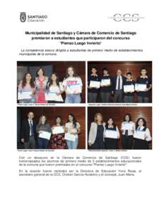 Municipalidad de Santiago y Cámara de Comercio de Santiago premiaron a estudiantes que participaron del concurso 