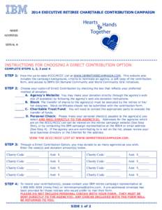 2014 EXECUTIVE RETIREE CHARITABLE CONTRIBUTION CAMPAIGN  Hearts Hands & Together