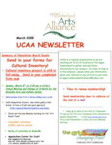 MarchUCAA NEWSLETTER Summary of Newsletter March Events  Send in your forms for