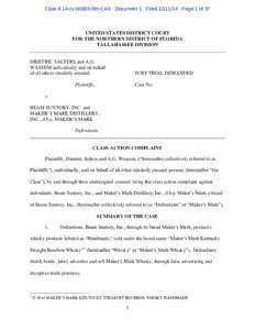 Case 4:14-cvRH-CAS Document 1 FiledPage 1 of 37  UNITED STATES DISTRICT COURT FOR THE NORTHERN DISTRICT OF FLORIDA TALLAHASSEE DIVISION ___________________________________________________________________
