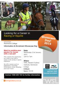 Looking for a Career in Racing or Equine Come along to Richmond College